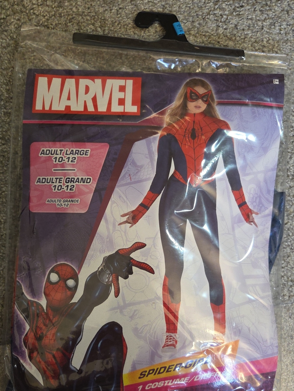 Marvel Spider-Girl Costume Mask, Leggings, Jacket, Large, In Package